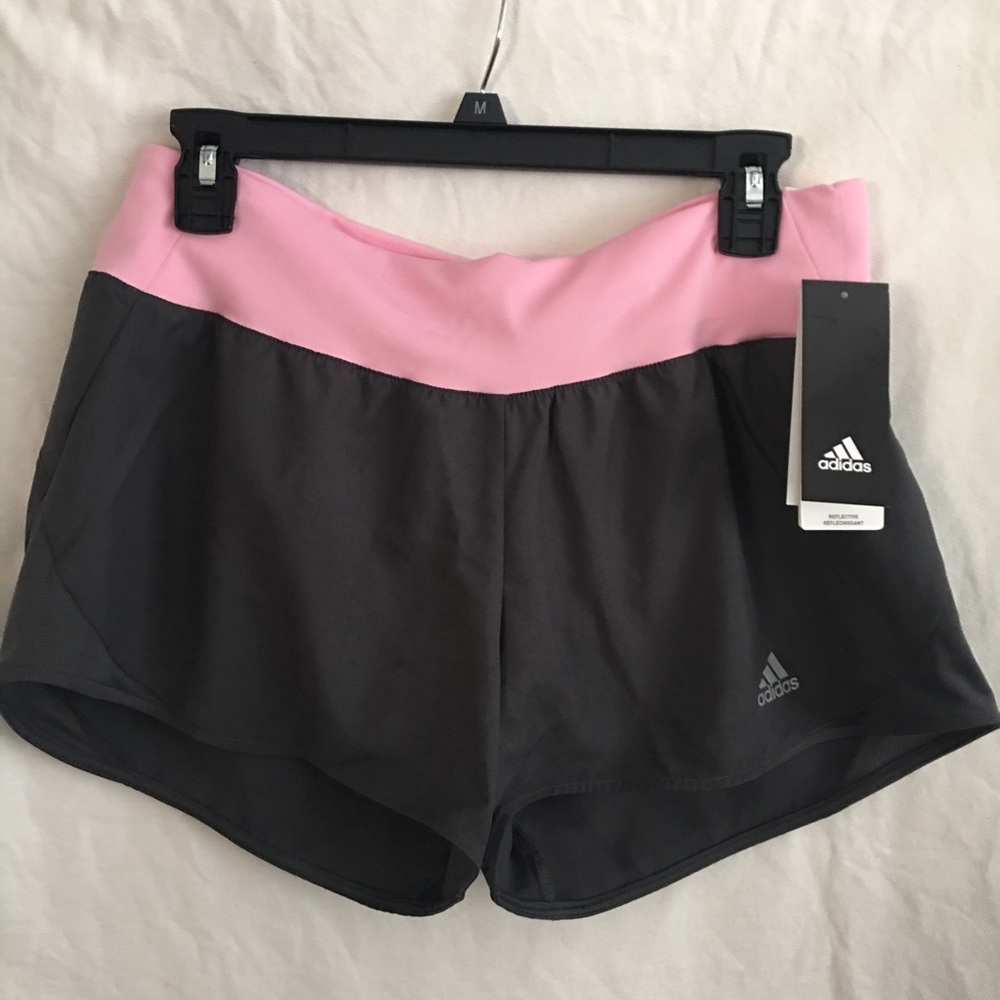 NWT Ladies ADIDAS Running Shorts Grey & Pink XS